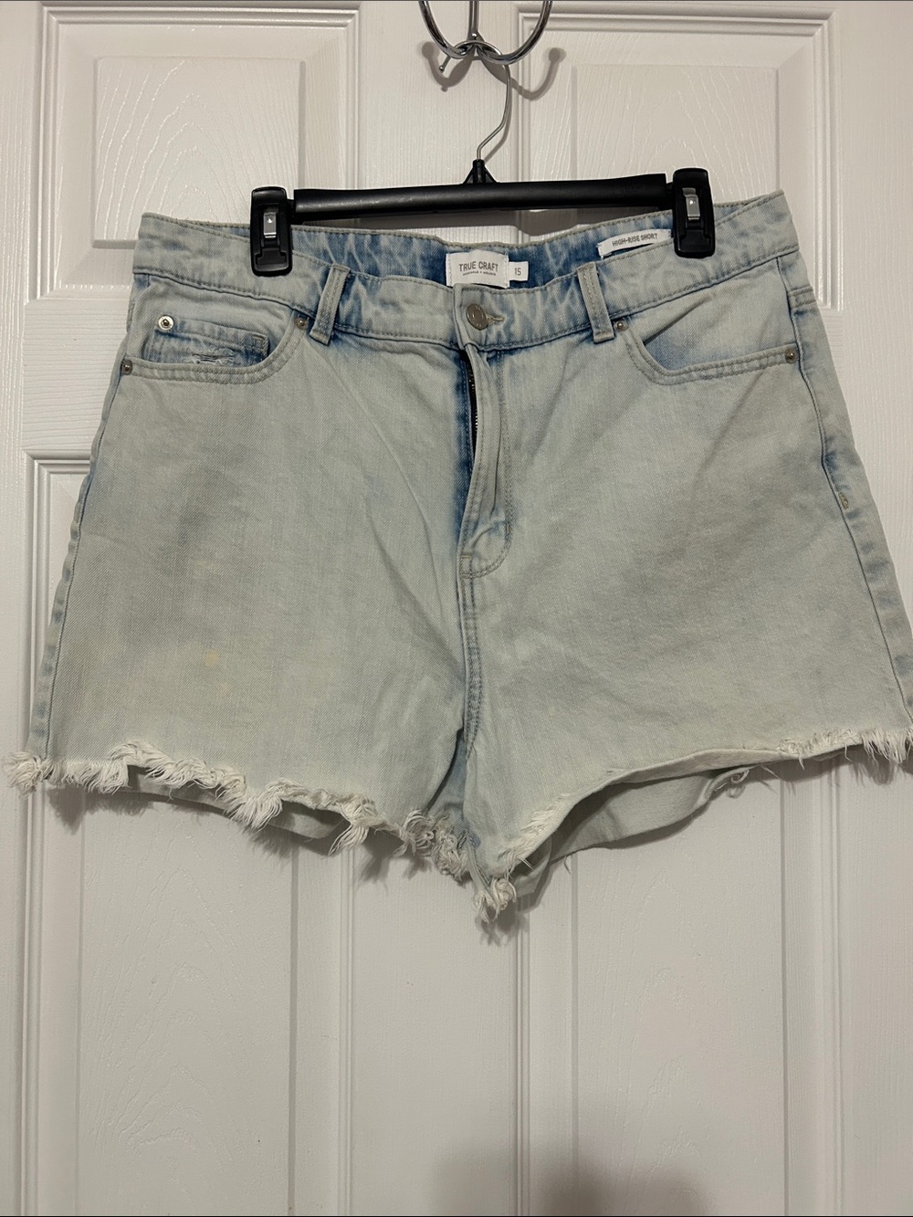 Levi's Light Blue Distressed Frayed Hem Denim Shorts